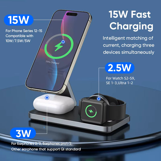 PowerDock T8 – 3-in-1 Magnetic Wireless Charger