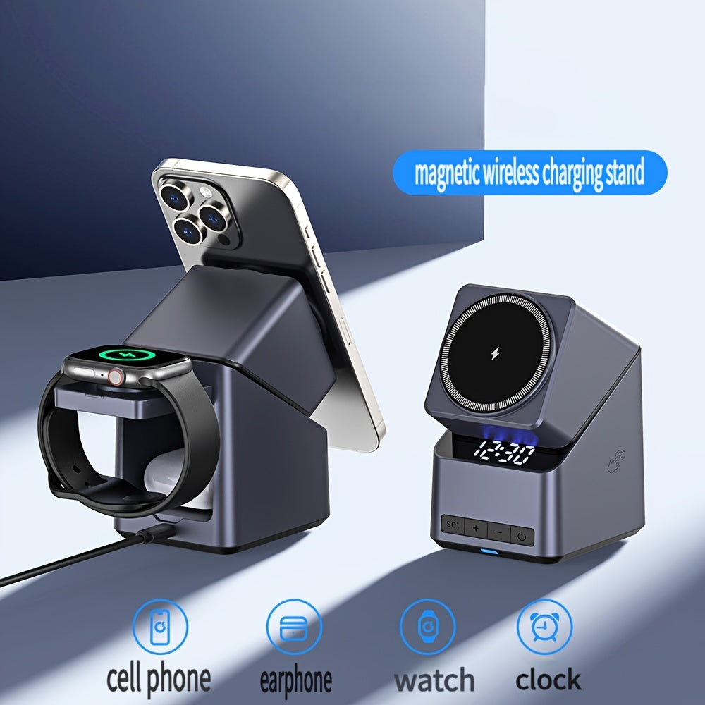 VoraPower Dock Time 3-in-1 Magnetic Wireless Charger with Clock Display
