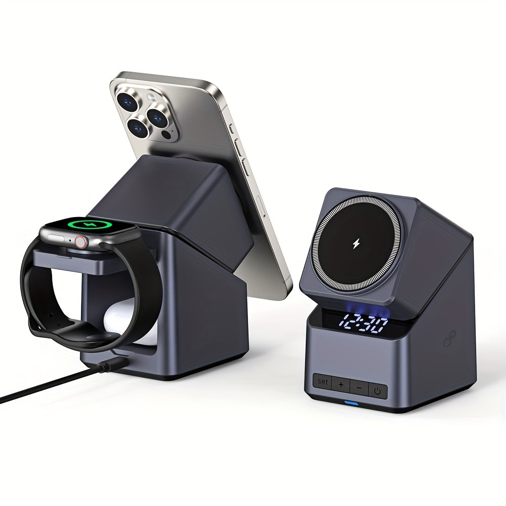 VoraPower Dock Time 3-in-1 Magnetic Wireless Charger with Clock Display