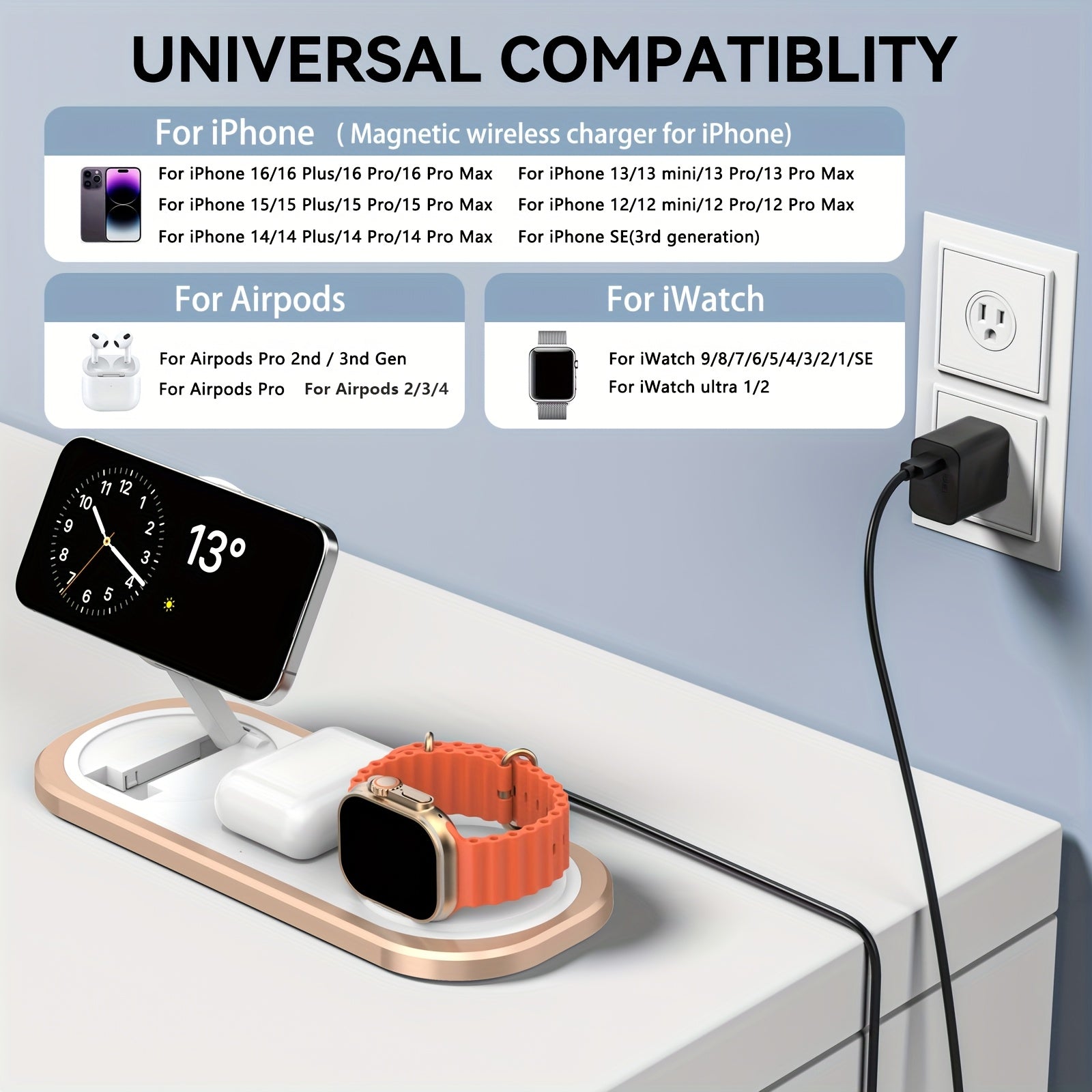 Power Travel – 3-in-1 Foldable Magnetic Charging Station