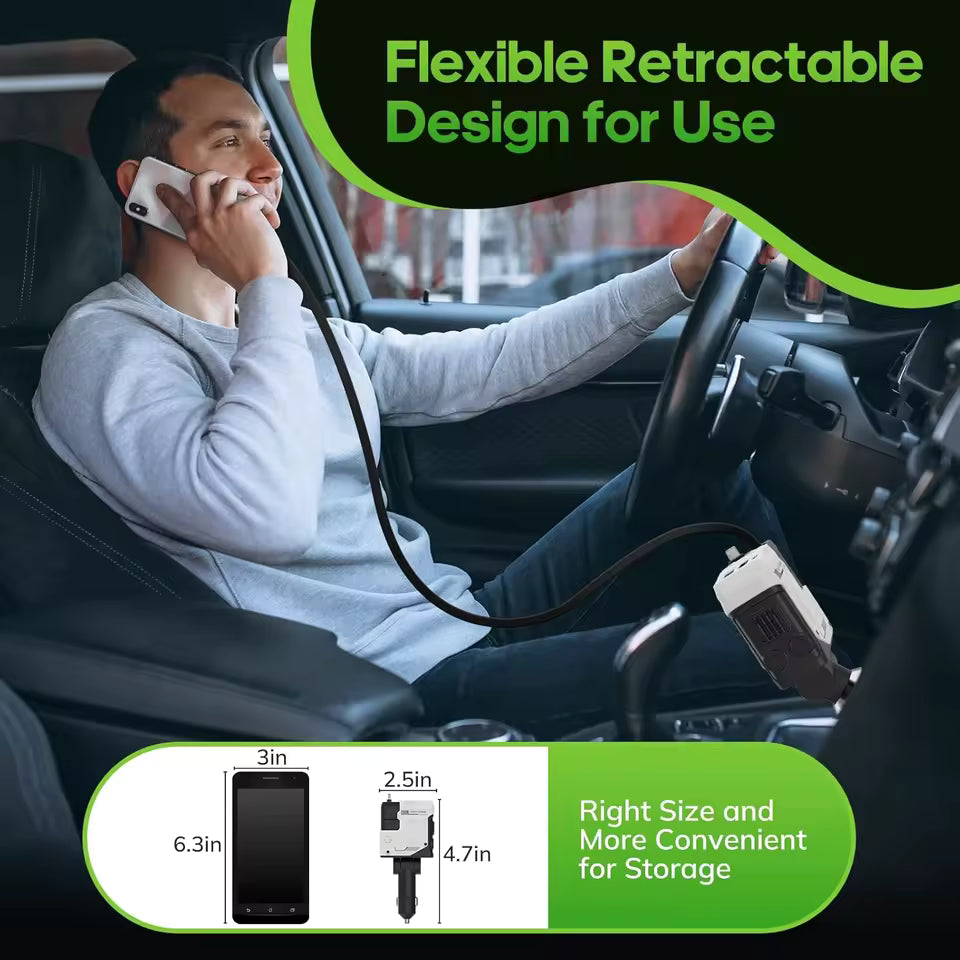 VoraPower Car  Retract - 4-in-1 Fast Charging Car Adapter