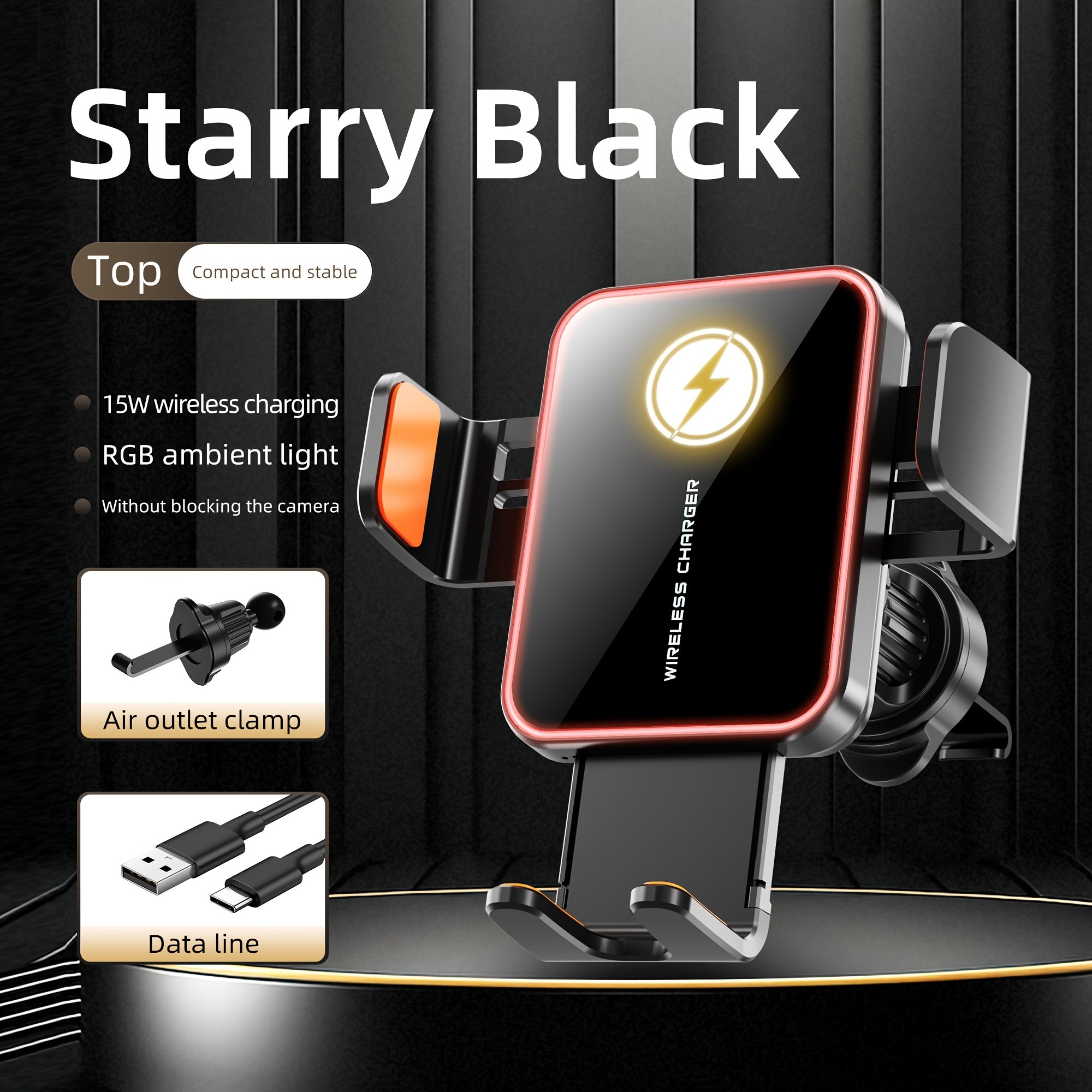 VoraPower Car 15W Smart Wireless Car Charger with RGB Ambient Light