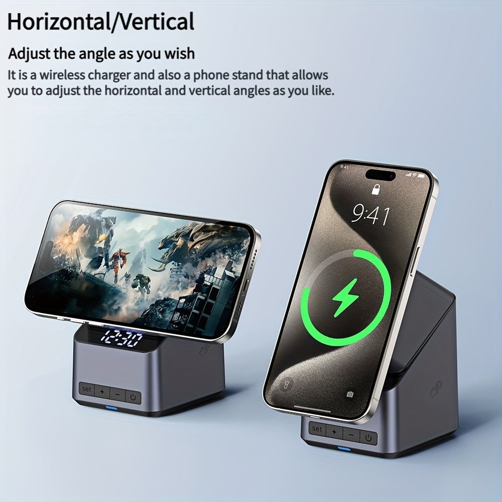 VoraPower Dock Time 3-in-1 Magnetic Wireless Charger with Clock Display