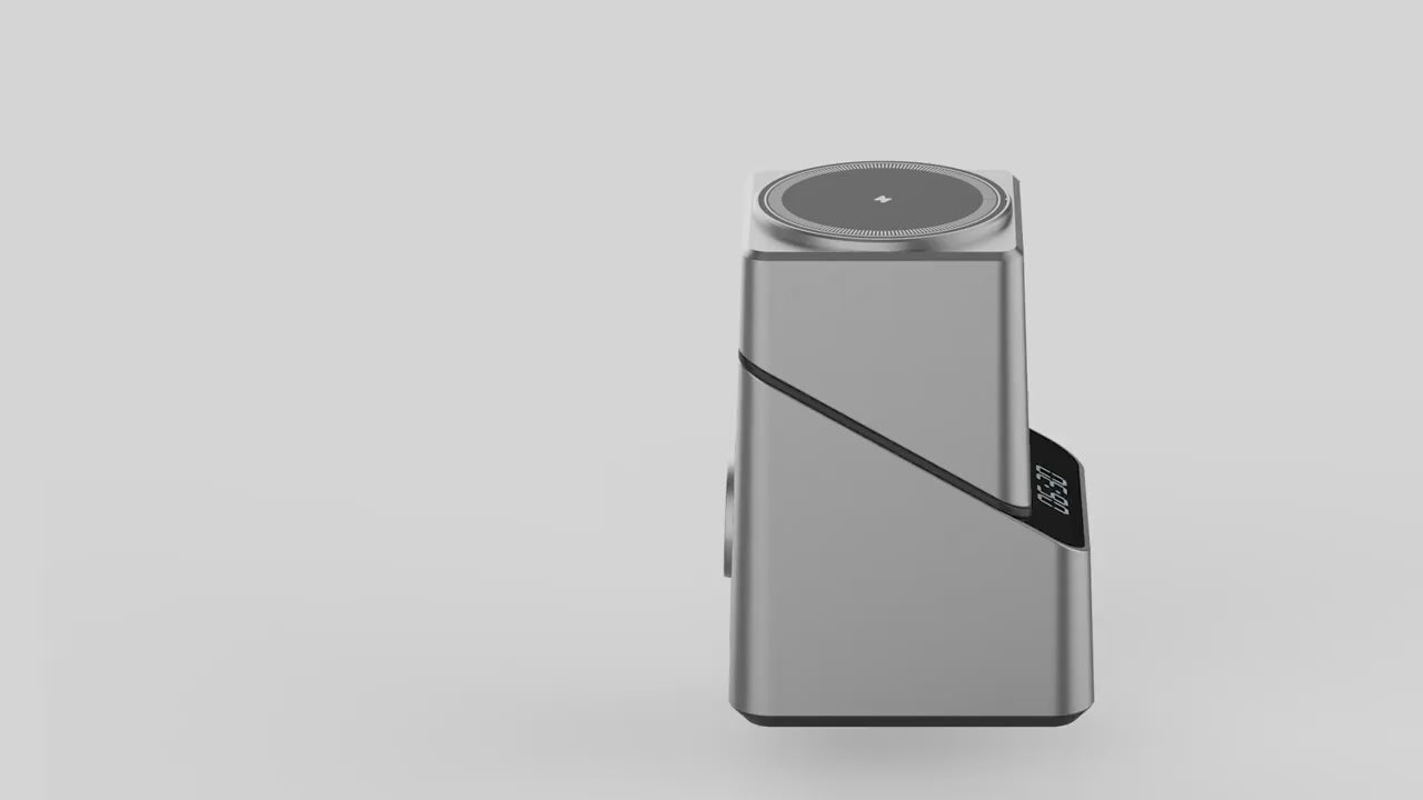 VoraPower Dock Time 3-in-1 Magnetic Wireless Charger with Clock Display